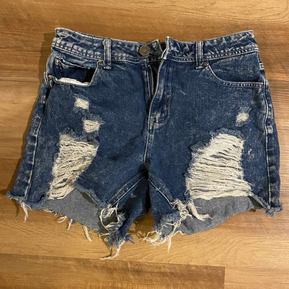 Hot Kiss Blue Distressed Jean Shorts